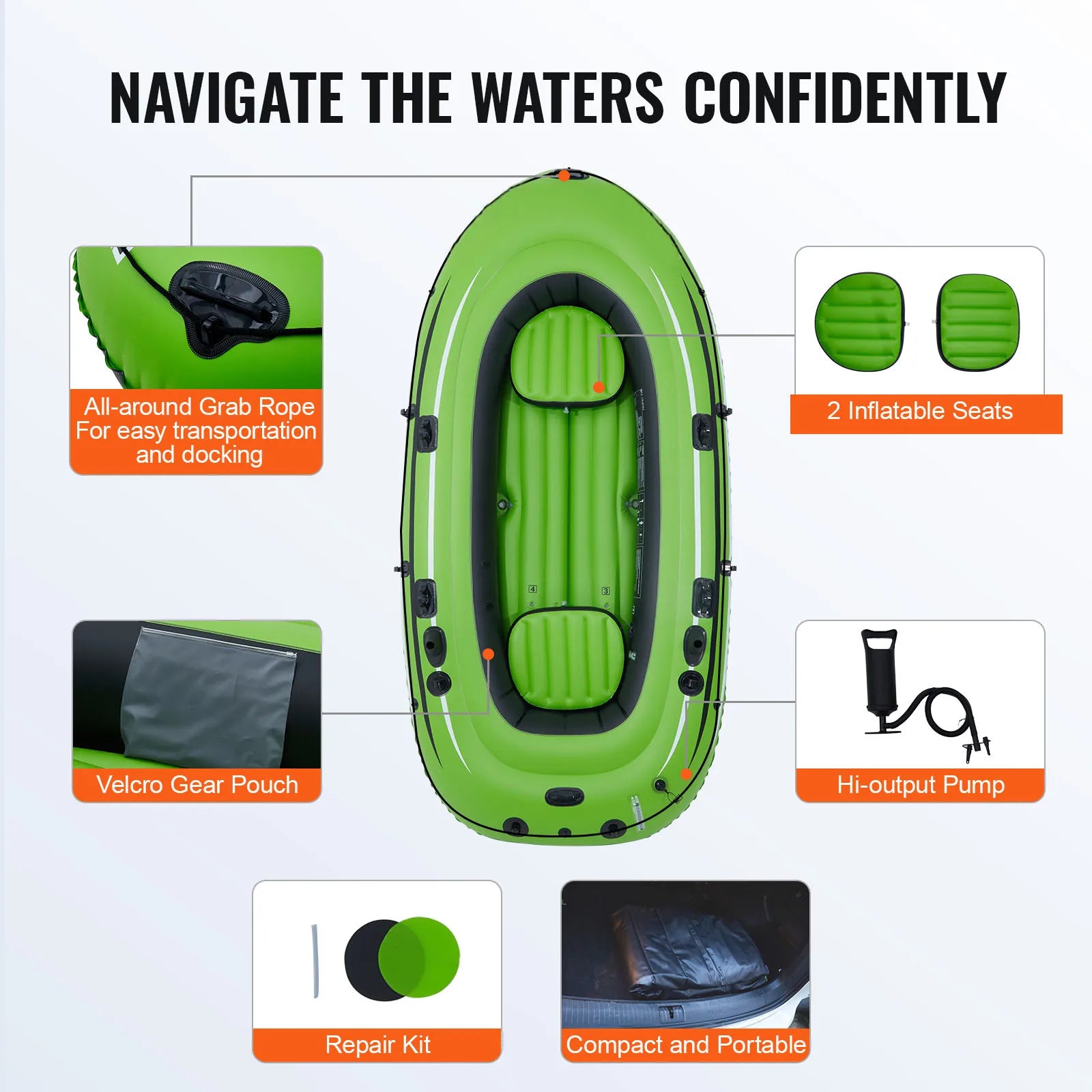 Portable Inflatable Fishing Boat for Fun Water Adventures - Ky Ky Kiwi