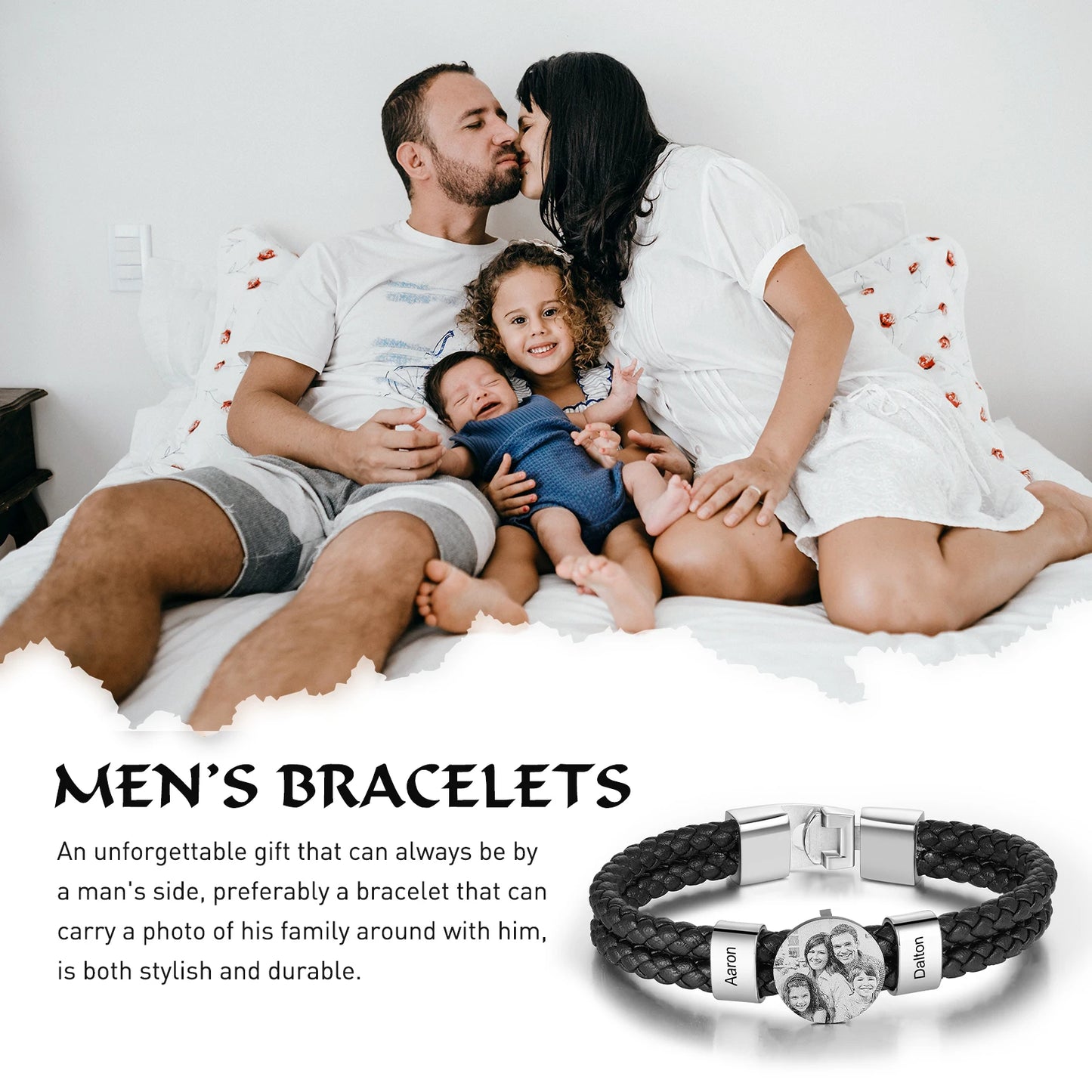 Personalized Leather Bracelets for Men with Custom Name Charms - Ky Ky Kiwi