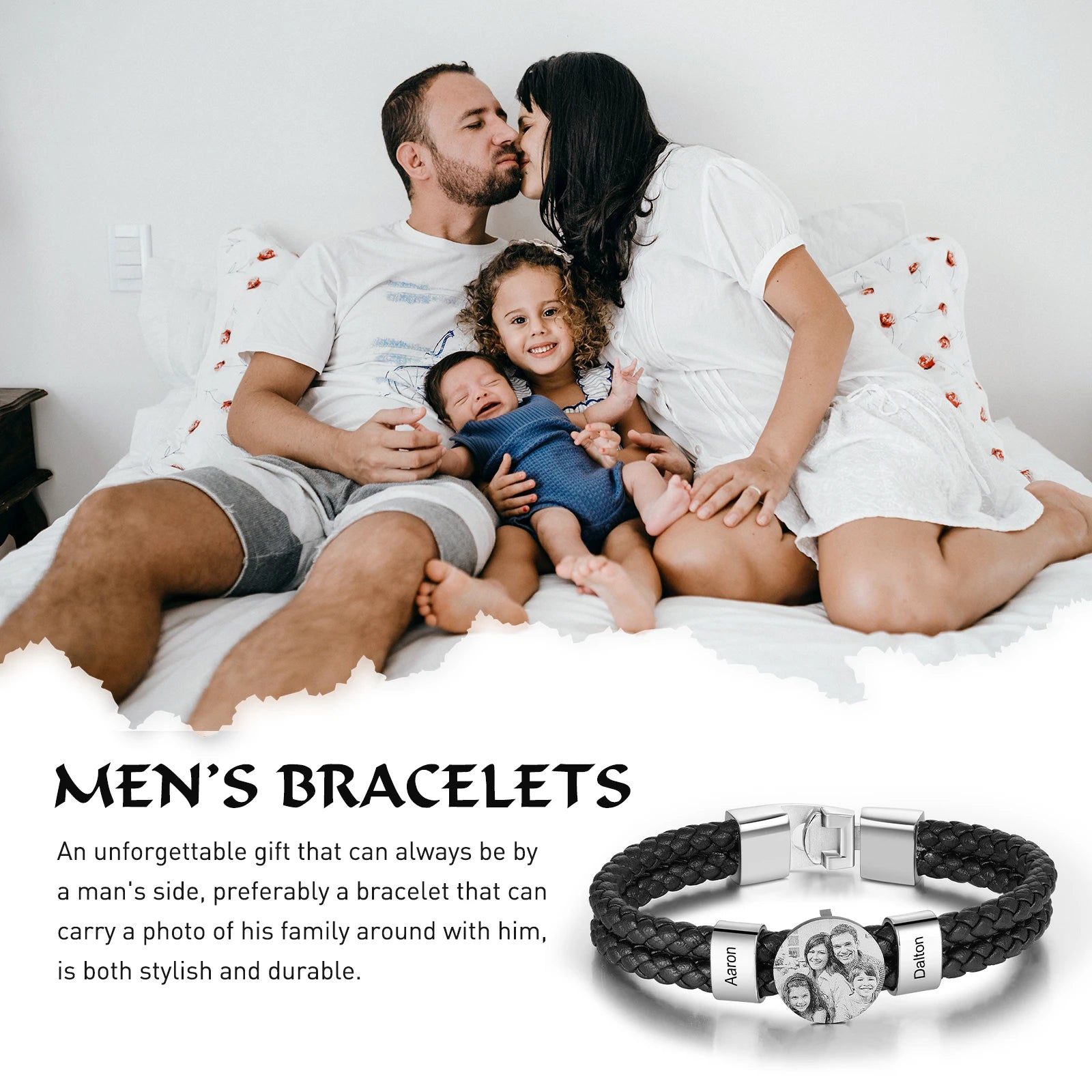 Personalized Leather Bracelets for Men with Custom Name Charms - Ky Ky Kiwi
