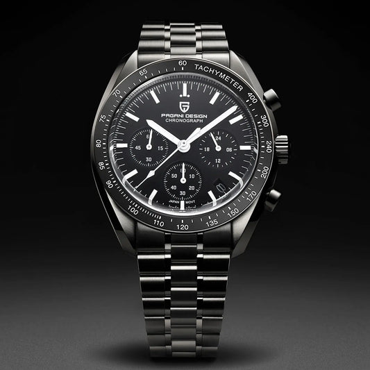 PAGANI DESIGN 2025 New Moon Men's Watches Luxury Quartz Watch For Men AR Sapphire Glass 100M Waterproof Wristwatch Chronograph