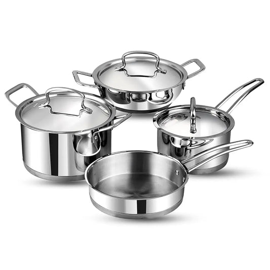 Classique Deluxe Stainl Steel Cookware Set Of 4 Pcs/Saucepan, Saucepot, Wok And Frypan/Steel Utensils Cooking Set For Kitchen,