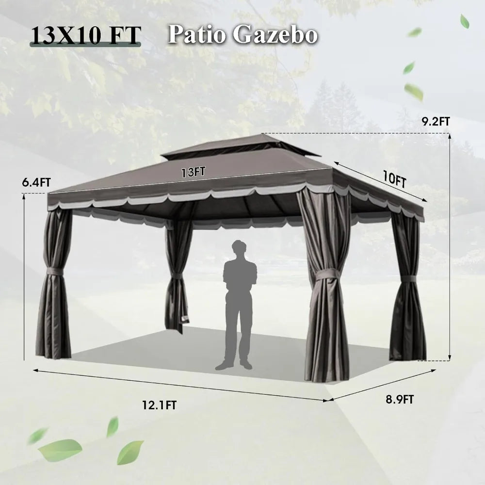 Outdoor Gazebo Canopy Tent with Mosquito Netting and Curtains - Ky Ky Kiwi