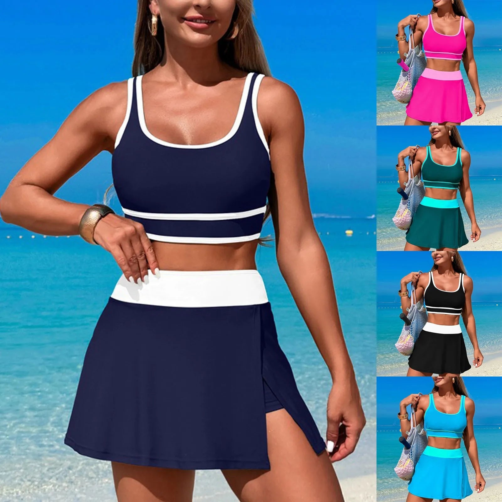 Trending Women's Striped Bikini Two Piece Swimwear Set - Ky Ky Kiwi