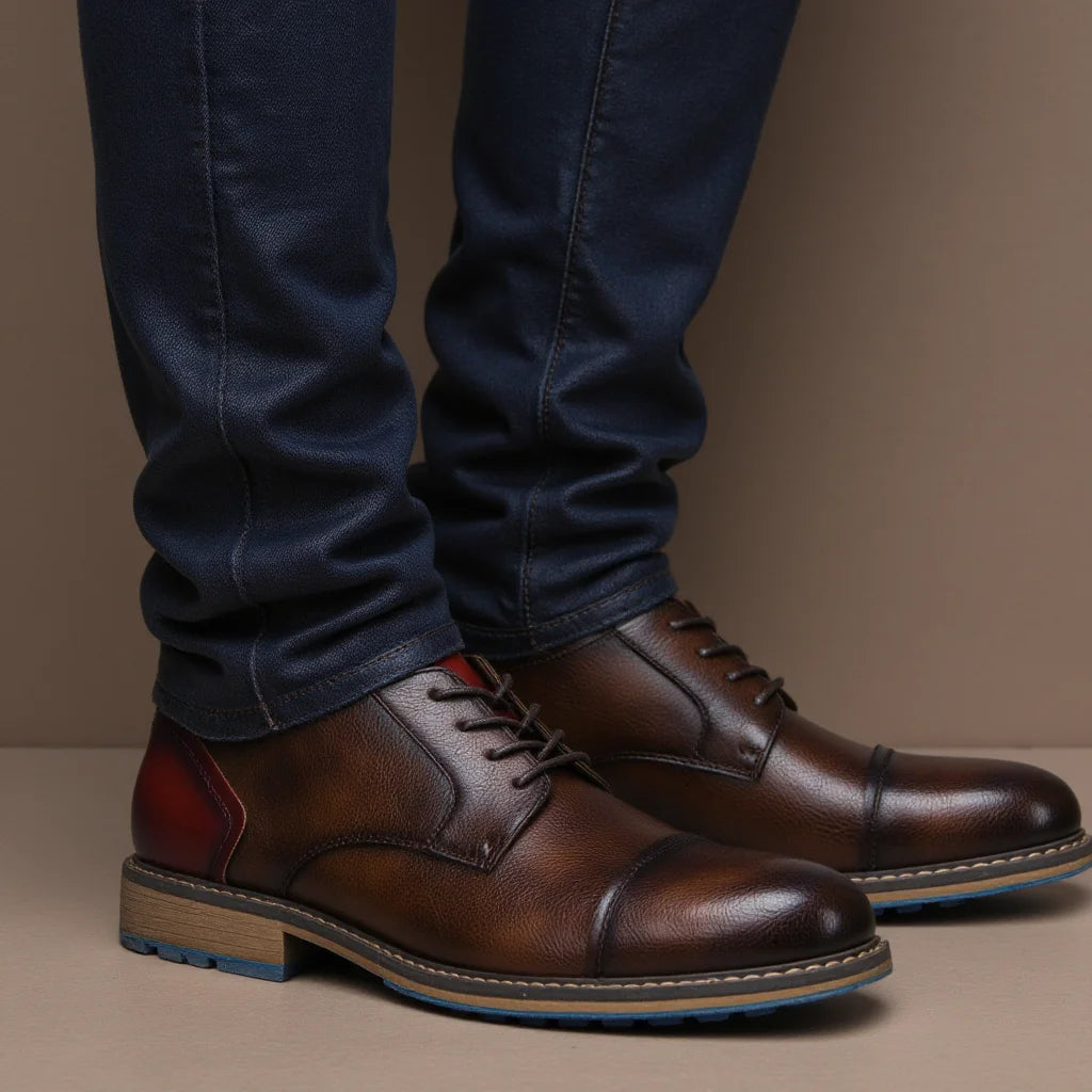 Retro Casual Leather Derby Shoes for Men - Ky Ky Kiwi