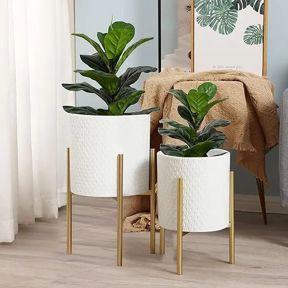 Modern Decorative Metal Planters Set for Indoor Plants - Ky Ky Kiwi