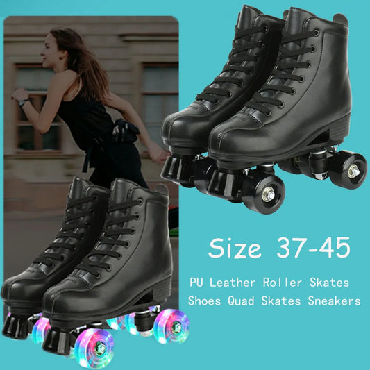 Light Up PU Leather Roller Skates for Fun Skating Adventures - Ky Ky Kiwi
