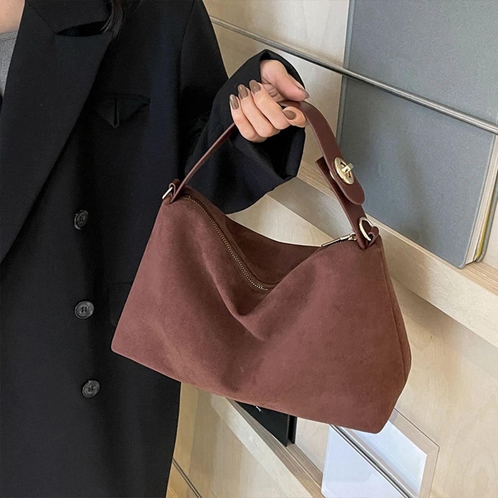 Fashionable Suede Leather Boston Tote Bag for Women - Ky Ky Kiwi