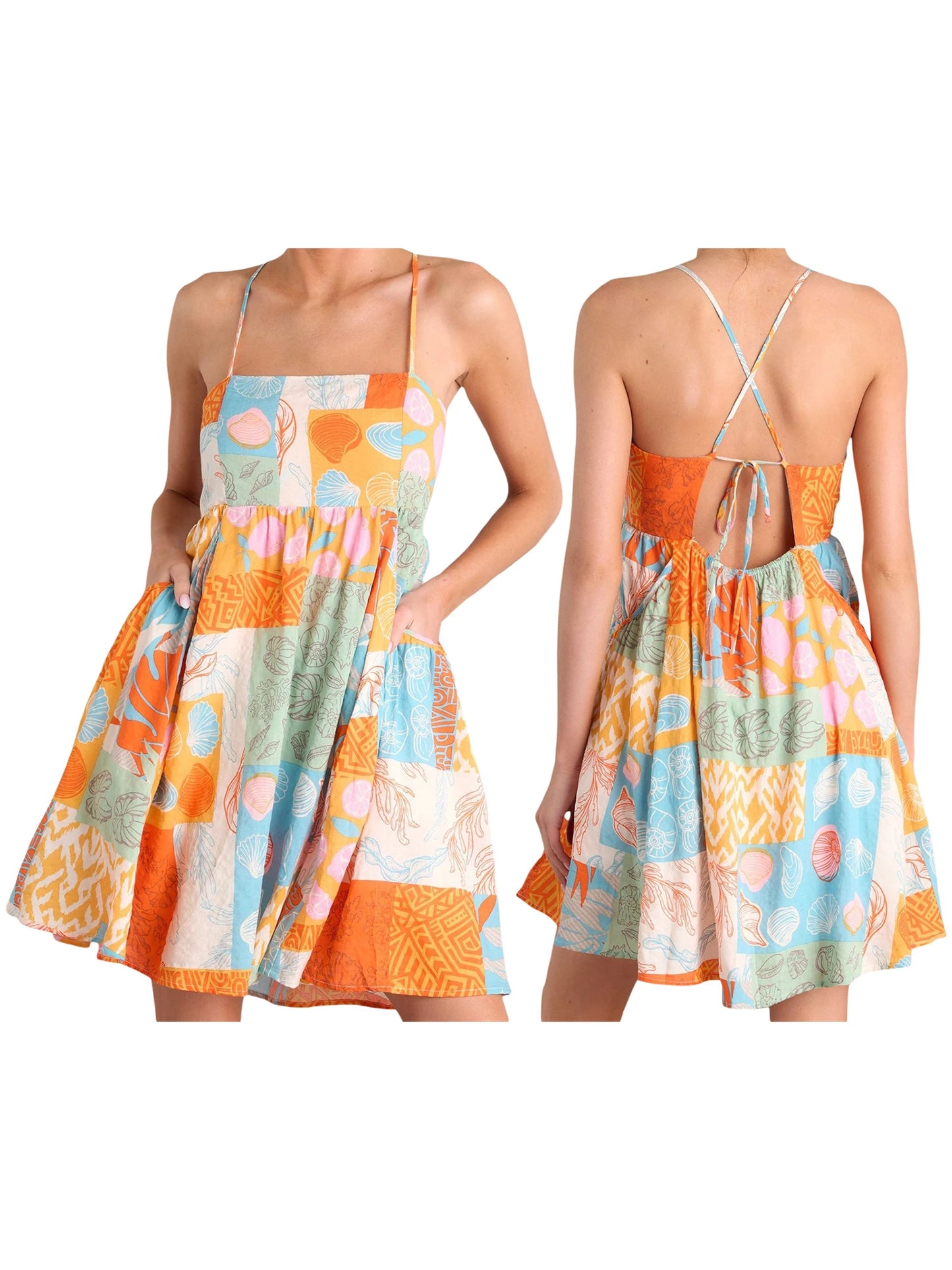 Women s Boho Floral Print Spaghetti Strap Maxi Dress with Open Back and Ruffle Hem for Summer Beach Vacation