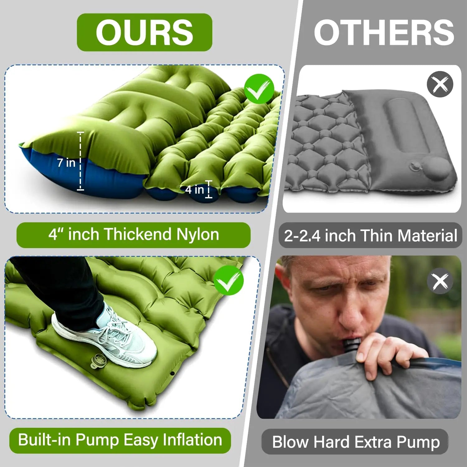 Westtune Inflatable Sleeping Pad with Built-in Pump for Camping - Ky Ky Kiwi