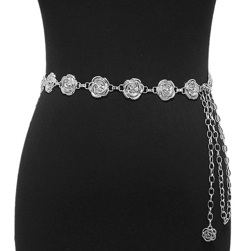 Gold and Silver Rose Chain Belt for Women Fashion Accessories - Ky Ky Kiwi