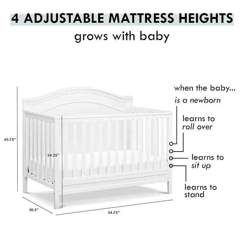 DaVinci Charlie 4-in-1 Convertible Crib for Growing Infants - Ky Ky Kiwi