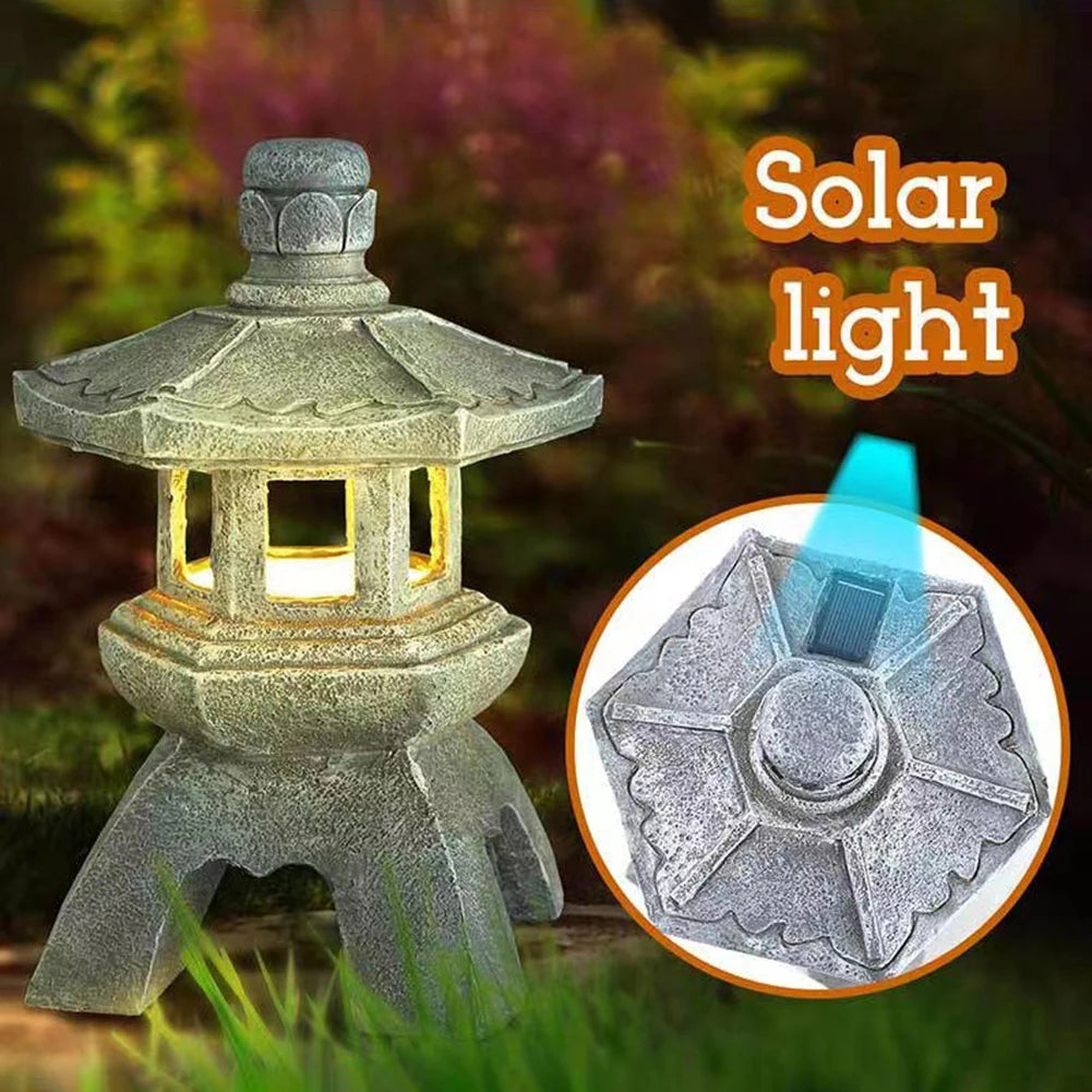 Solar LED Stone Pagoda Lantern For Outdoor Landscape Lighting - Ky Ky Kiwi