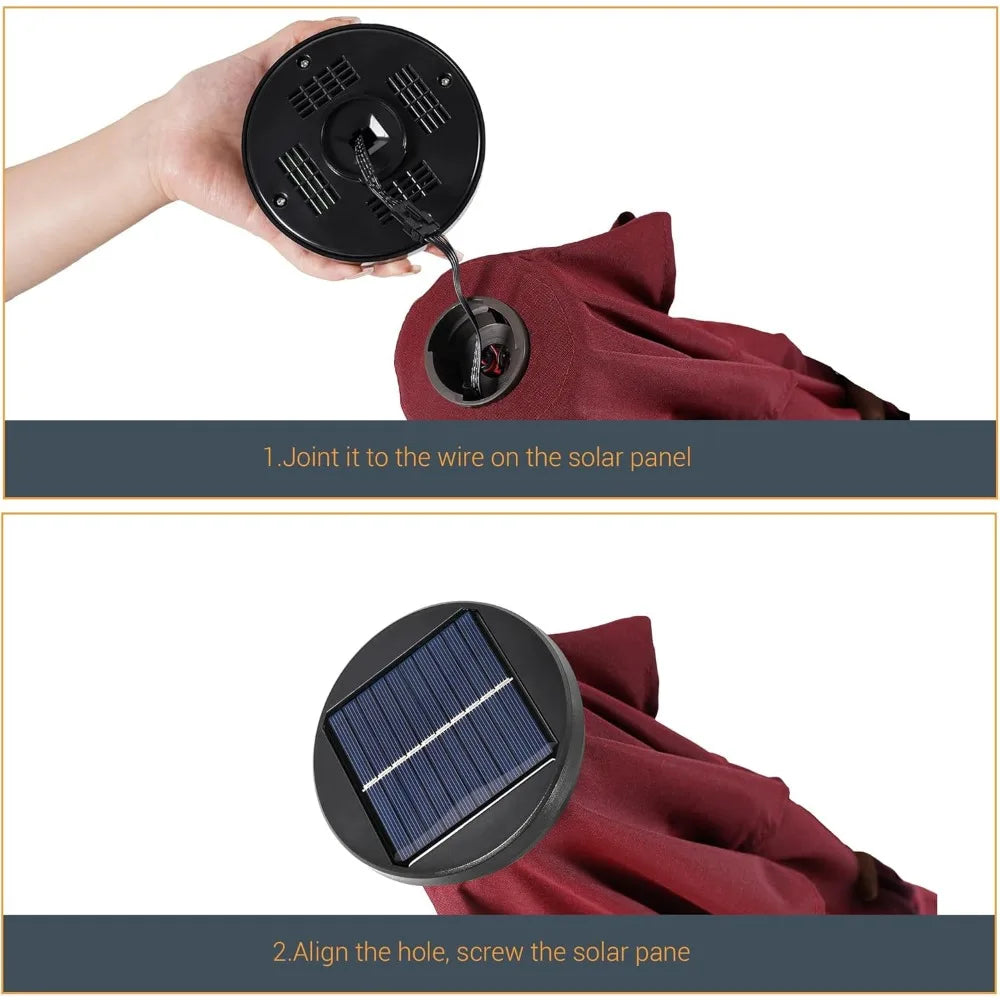 Solar-Powered Rectangle Patio Umbrella with Tilt and Crank - Ky Ky Kiwi