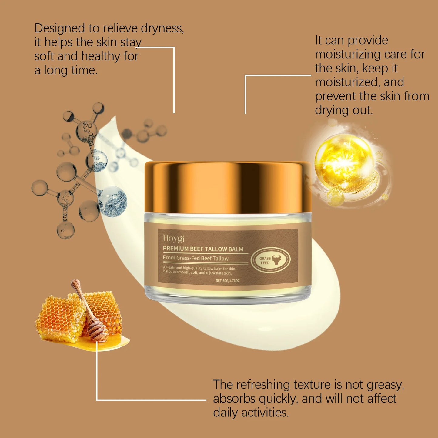 Bovine Fat Honey Moisturizing Cream for Nourished and Soft Skin - Ky Ky Kiwi