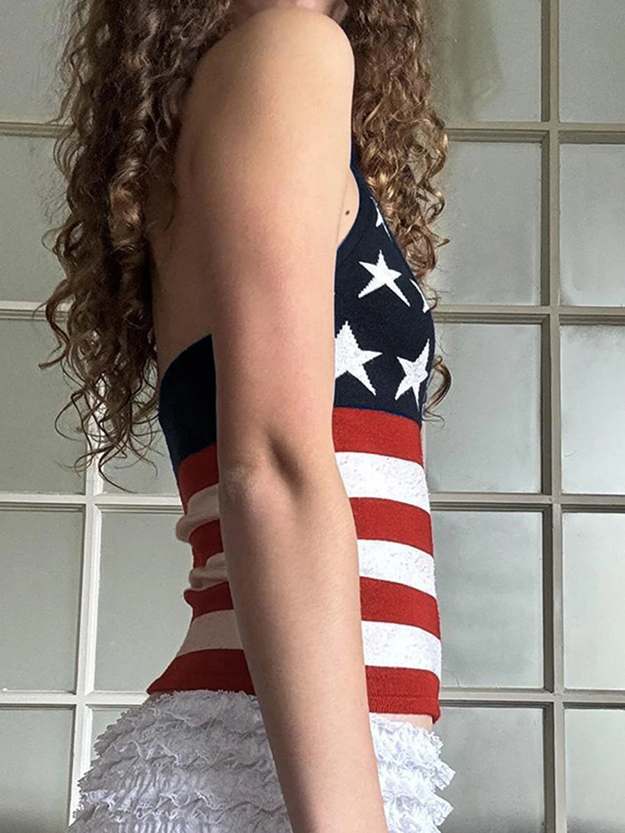 Patriotic Women Sleeveless Tank Top for Summer Celebrations - Ky Ky Kiwi