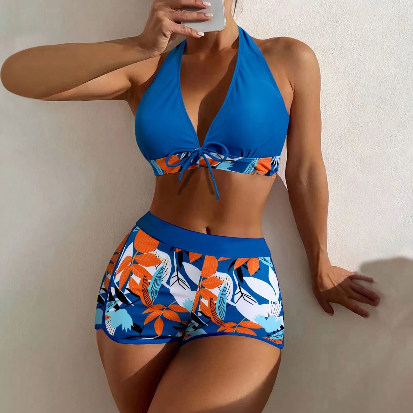 High Waist Plant Print Bikini Set for Women Beachwear - Ky Ky Kiwi