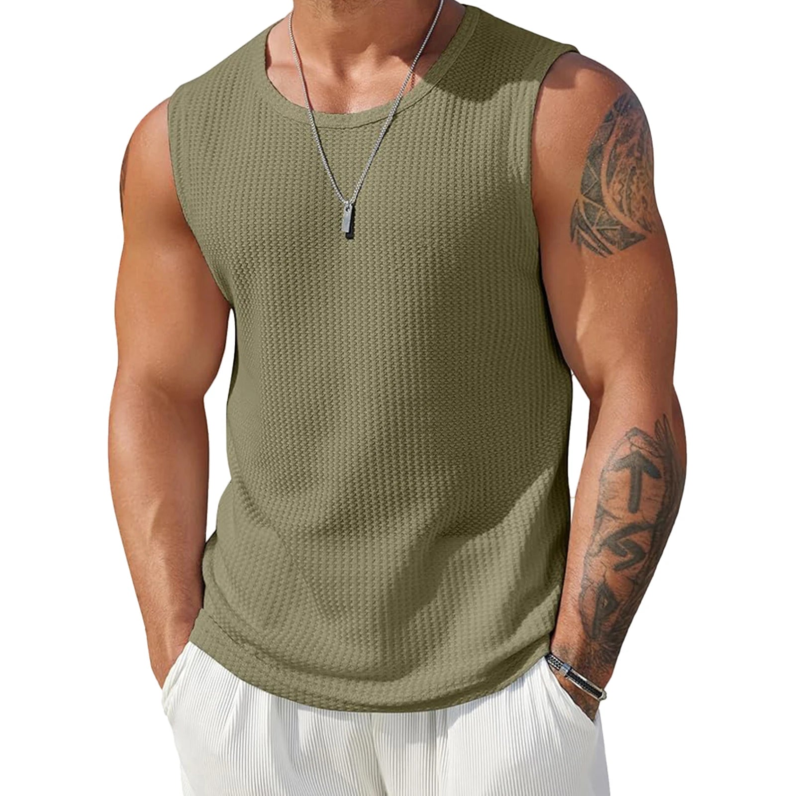 Men's Ribbed Knit Tank Tops for Casual Workout and Style - Ky Ky Kiwi