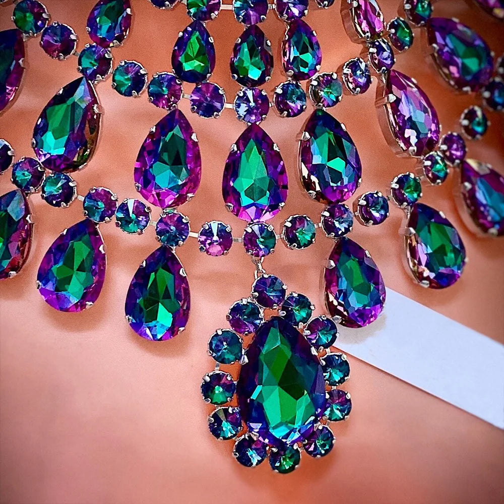 Dramatic Multilayer Crystal Choker Necklace for Bridal Elegance - Ky Ky Kiwi
