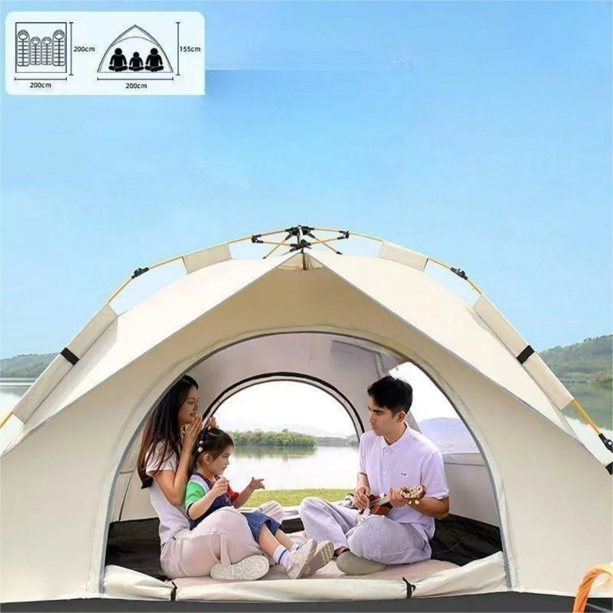 Automatic Quick-Opening Camping Tent with Two Doors and Windows - Ky Ky Kiwi