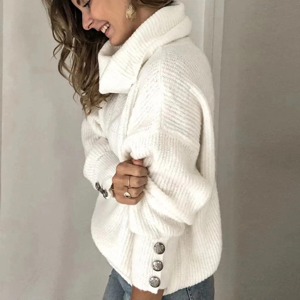 Ladies Turtleneck Pullover Casual Knitted Sweater for Autumn - Ky Ky Kiwi