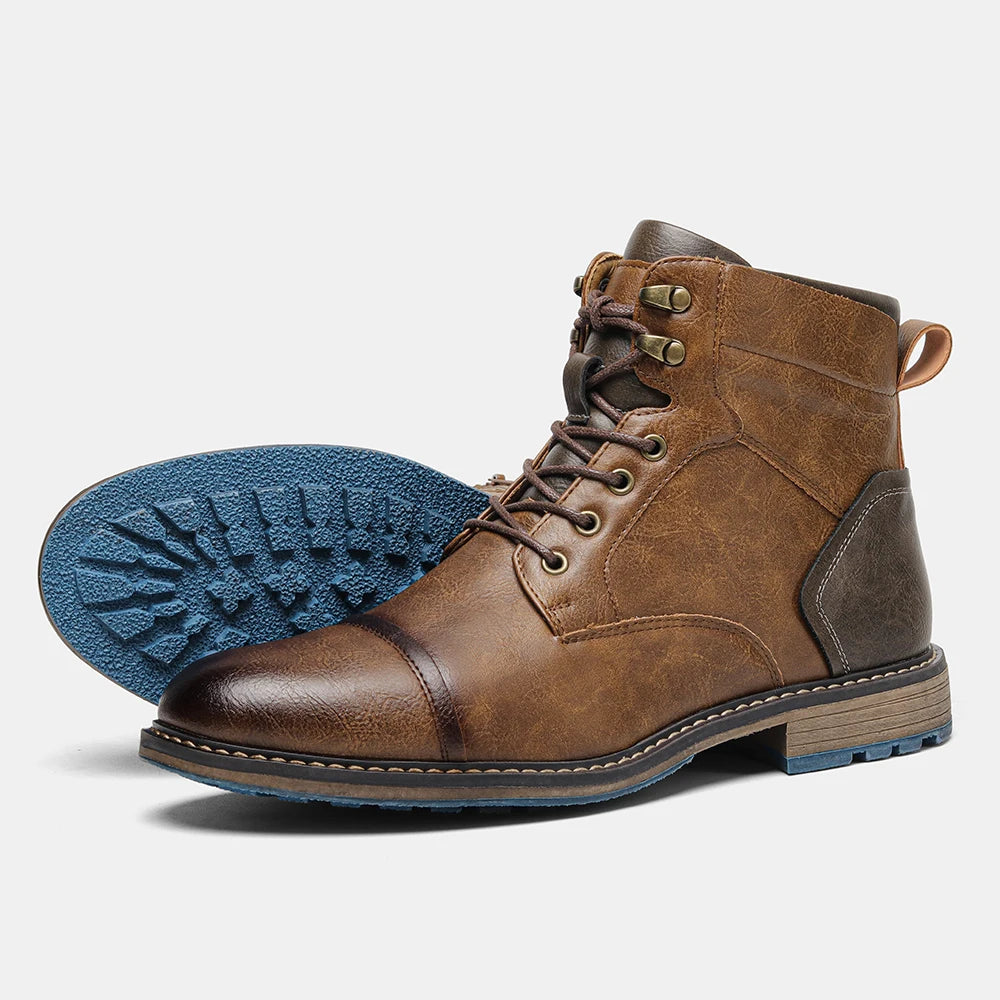 Men's Classic Leather Ankle Boots with Zipper Closure - Ky Ky Kiwi