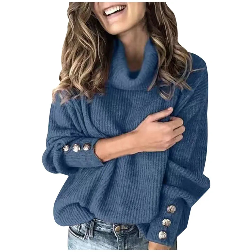 Ladies Turtleneck Pullover Casual Knitted Sweater for Autumn - Ky Ky Kiwi