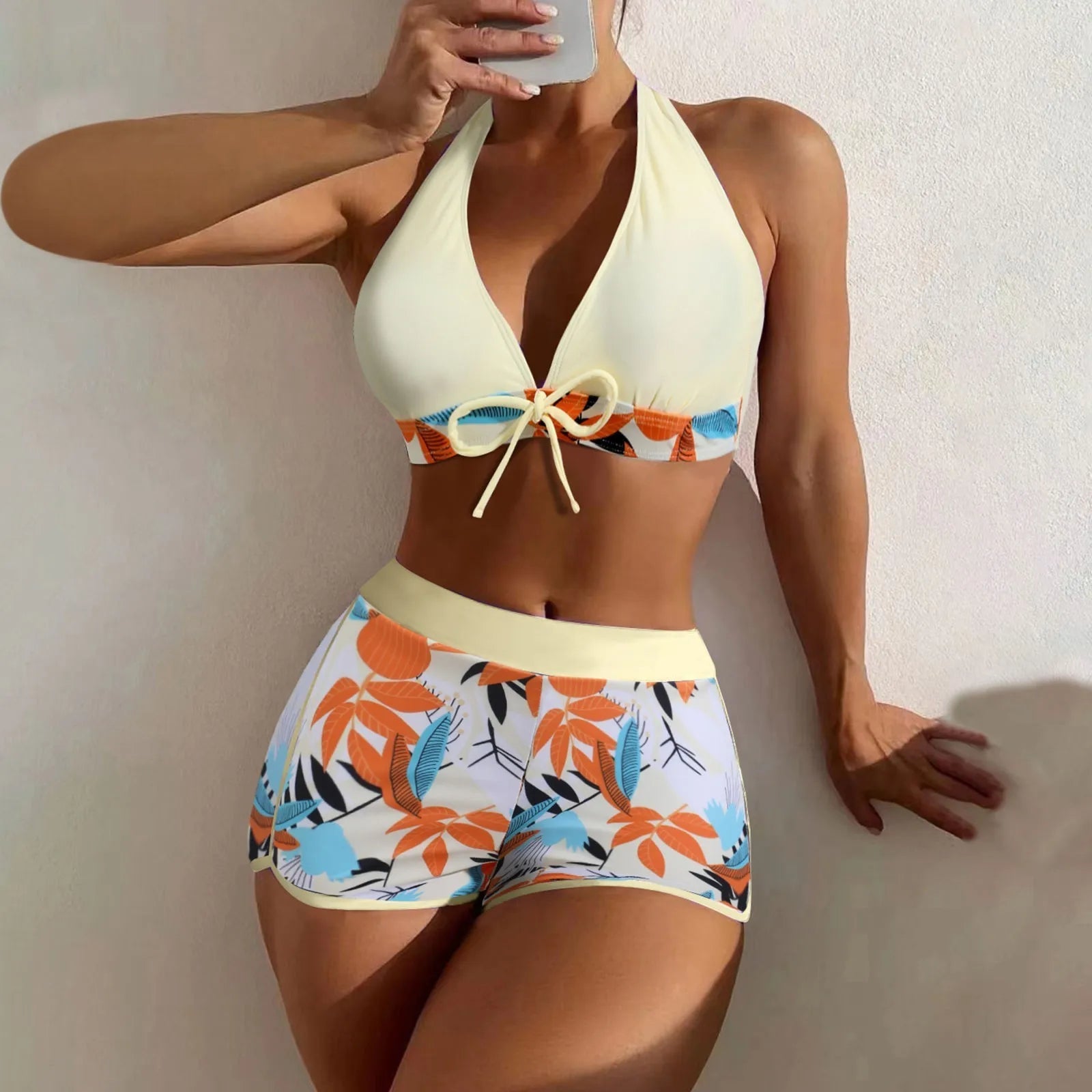 High Waist Plant Print Bikini Set for Women Beachwear - Ky Ky Kiwi