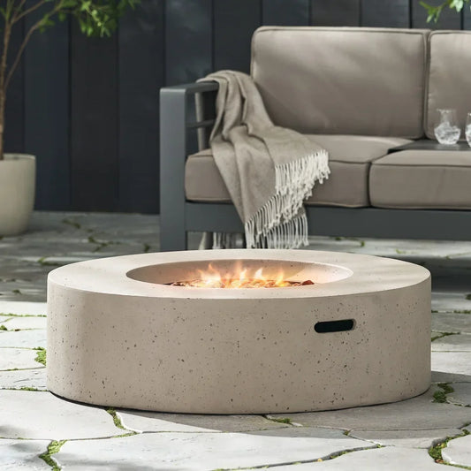 Modern Round Outdoor Concrete Propane Fire Pit for Patio - Ky Ky Kiwi
