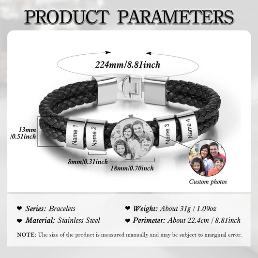 Personalized Leather Bracelets for Men with Custom Name Charms - Ky Ky Kiwi