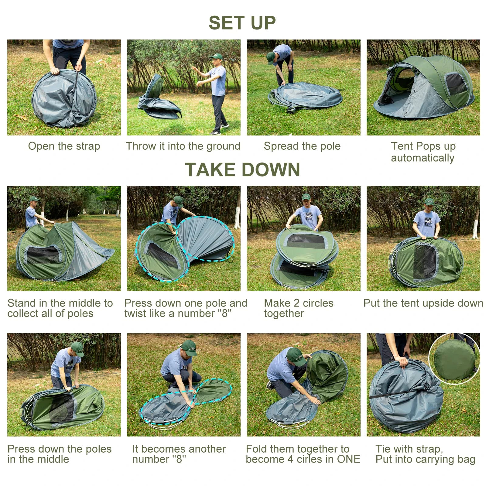 Automatic Pop Up Family Tent for Camping and Hiking - Ky Ky Kiwi