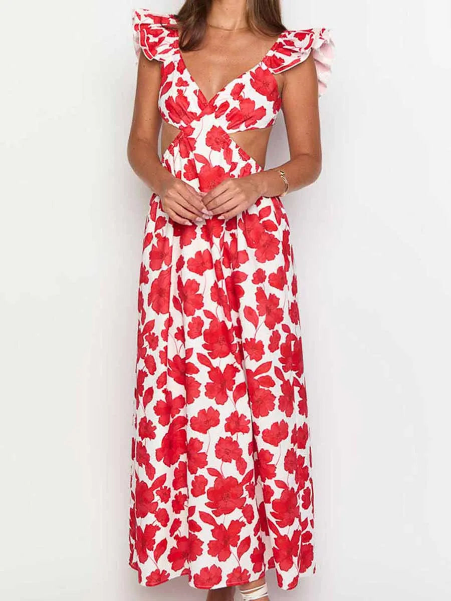 Women s Off-Shoulder Ruffle Maternity Dress with Empire Waist and Floral Print Knee-Length Pregnancy Clothes for Summer