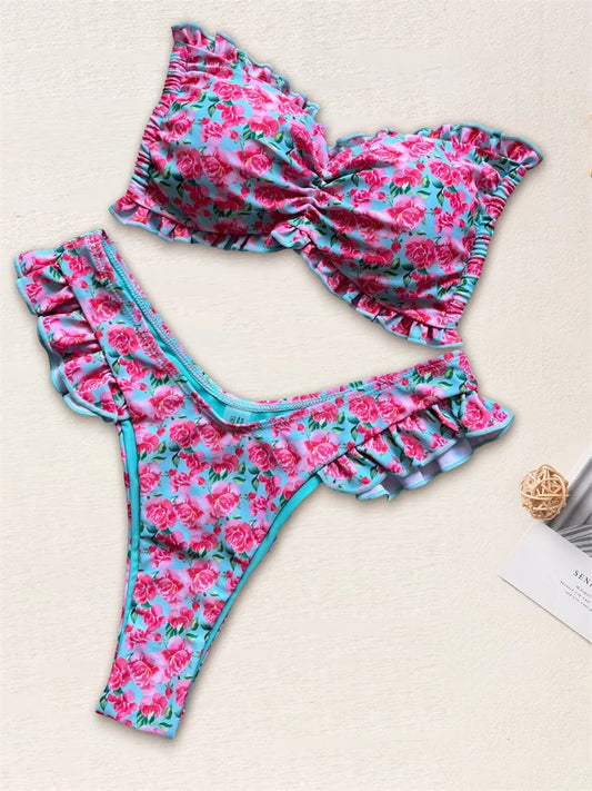 Stylish Women's Tropical Print Bikini Set for Summer Beach Fun - Ky Ky Kiwi