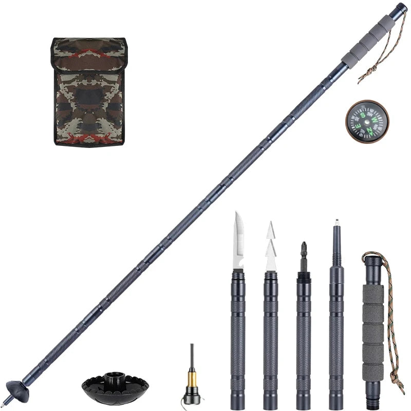 Adjustable Lightweight Tactical Hiking Poles with Multi Tool Accessories - Ky Ky Kiwi