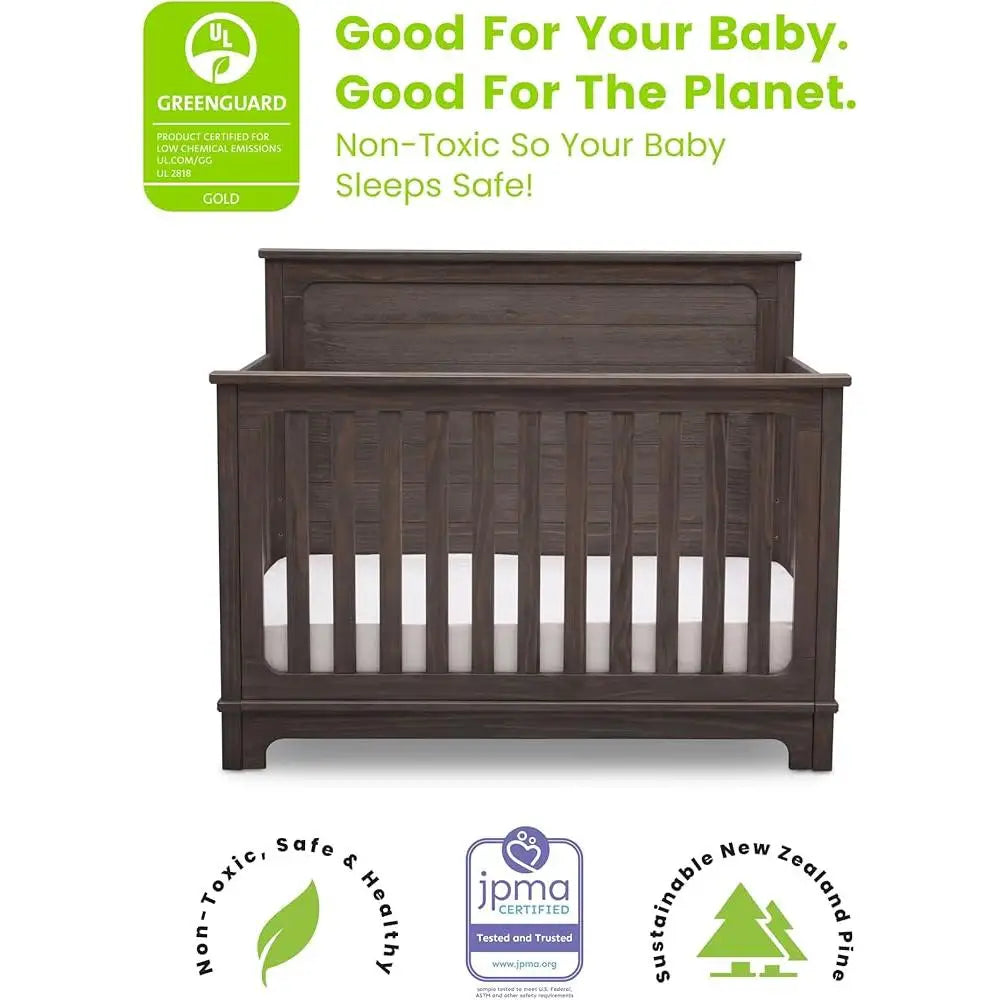 Simmons Kids 4-in-1 Convertible Crib for Modern Nurseries - Ky Ky Kiwi