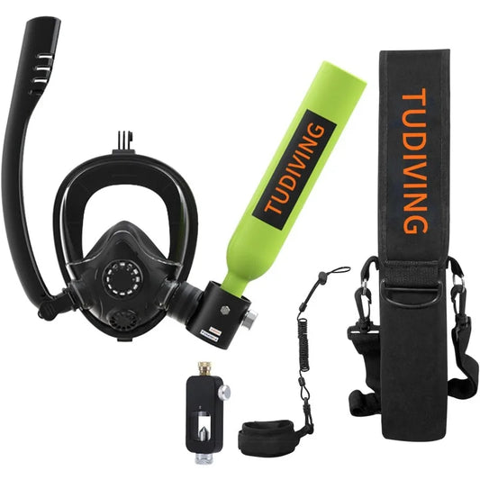 Portable Mini Scuba Tank with Full Face Snorkel Mask - Ky Ky Kiwi