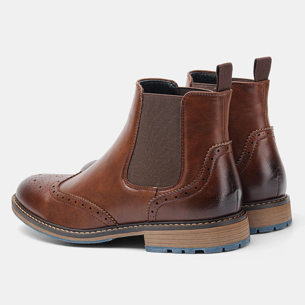 Classical Brogue Chelsea Boots for Stylish Men - Ky Ky Kiwi