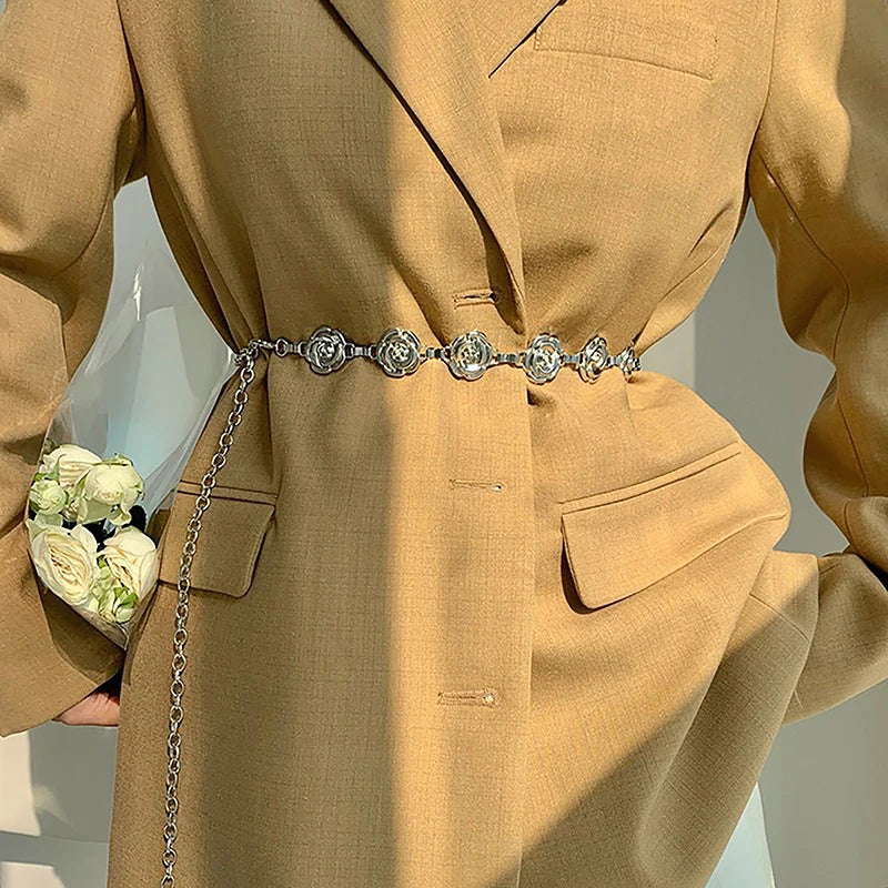 Gold and Silver Rose Chain Belt for Women Fashion Accessories - Ky Ky Kiwi