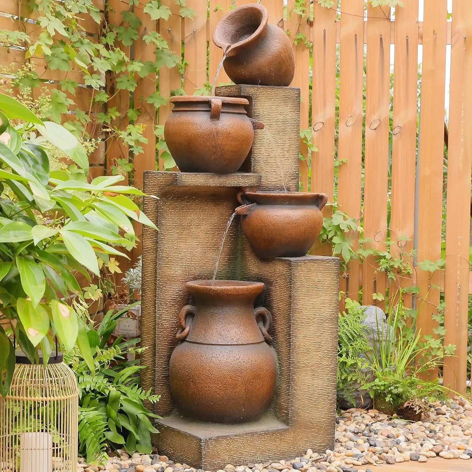 Elegant Tiered Water Fountain with Illuminating Lights for Outdoors - Ky Ky Kiwi