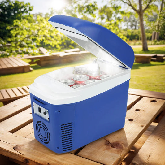 iceBlue Camping Portable Mini Fridge, 7L/9Can Home Car Dual-sue Refrigerator Cooler with DC 12V Cigarette Lighter Power Socket