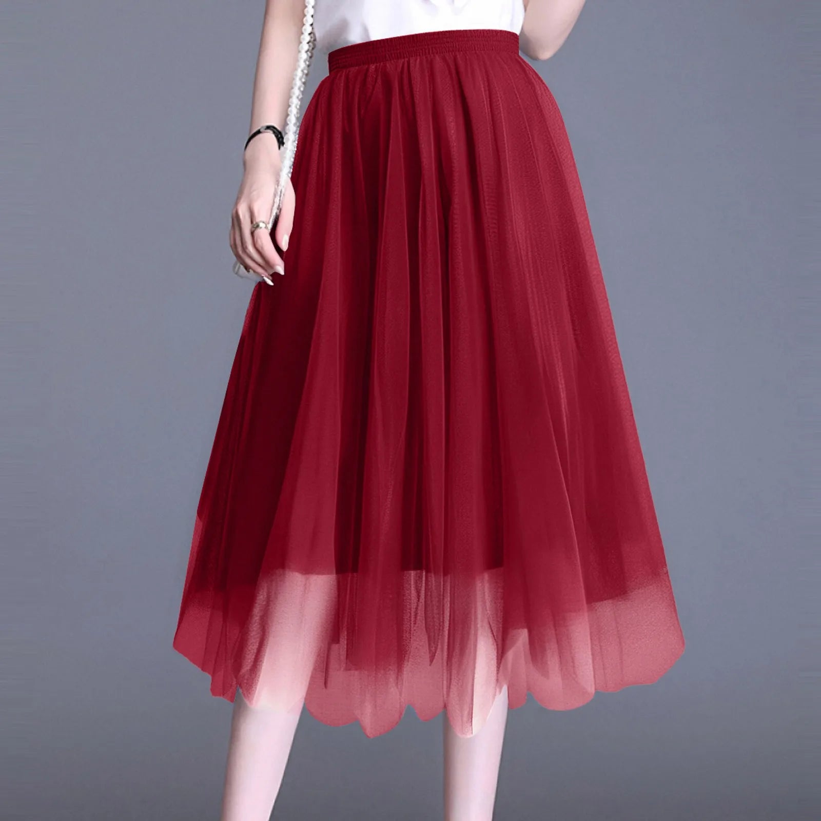 Vintage High Waist Tulle Skirt for Women Elegant Pleated Design - Ky Ky Kiwi