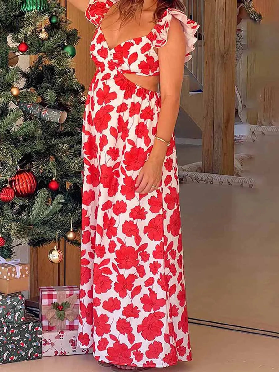 Women s Off-Shoulder Ruffle Maternity Dress with Empire Waist and Floral Print Knee-Length Pregnancy Clothes for Summer