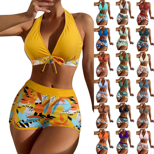 High Waist Plant Print Bikini Set for Women Beachwear - Ky Ky Kiwi