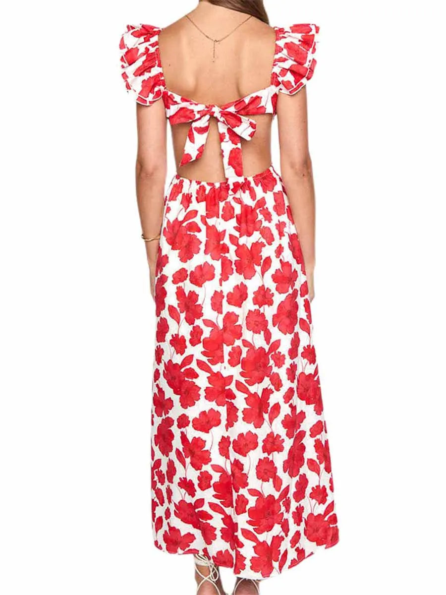 Women s Off-Shoulder Ruffle Maternity Dress with Empire Waist and Floral Print Knee-Length Pregnancy Clothes for Summer