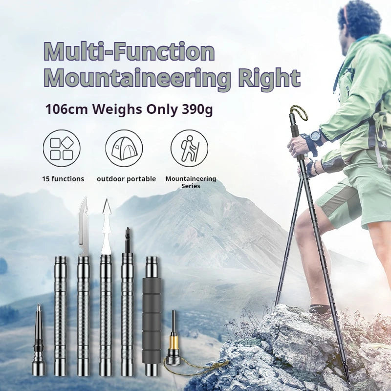 Adjustable Lightweight Tactical Hiking Poles with Multi Tool Accessories - Ky Ky Kiwi