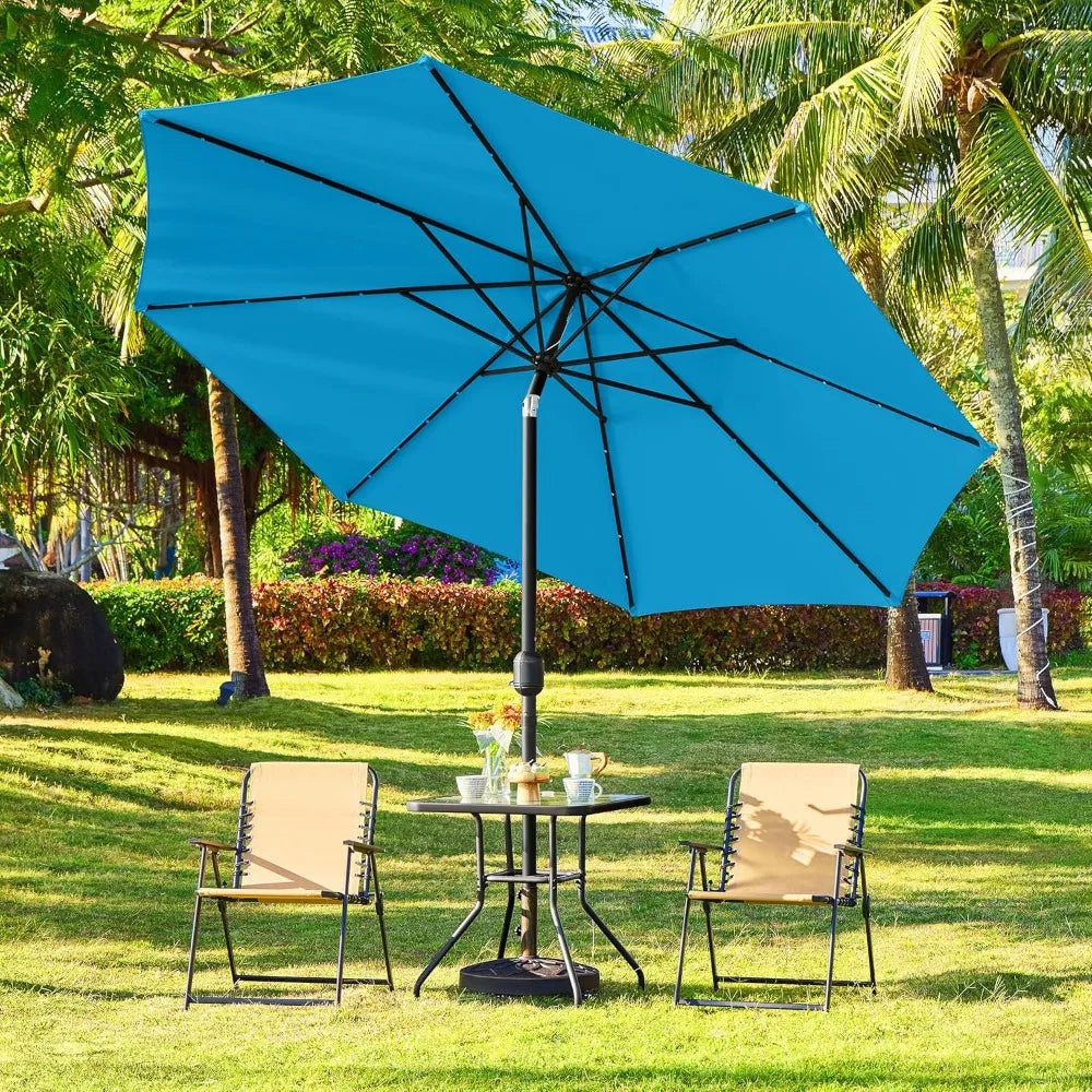 Solar Powered Patio Umbrella with LED Lights for Outdoor Relaxation - Ky Ky Kiwi