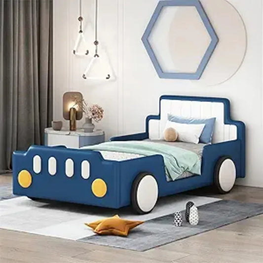 Race Car PU Leather Bed Frame for Kids - Ky Ky Kiwi