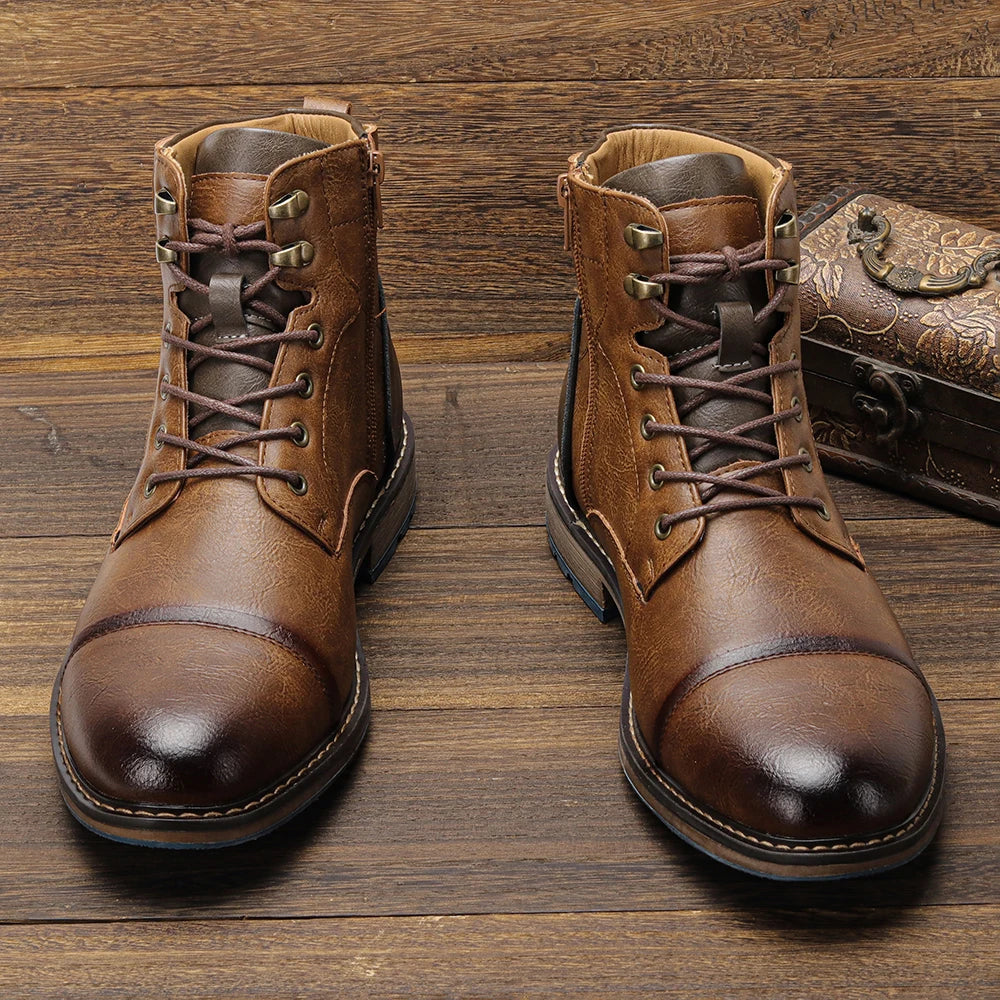 Retro Leather Ankle Boots for Men Fashionable and Comfortable - Ky Ky Kiwi