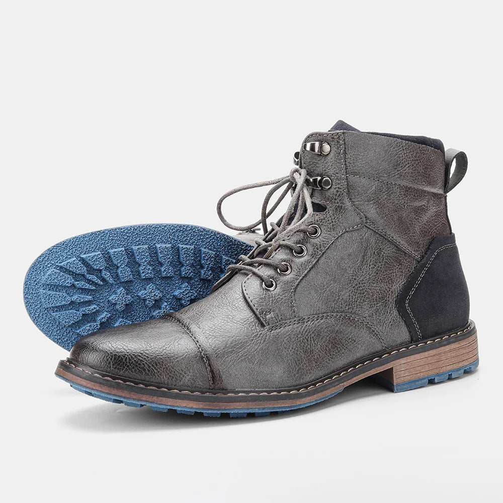 Men's Classic Leather Ankle Boots with Zipper Closure - Ky Ky Kiwi