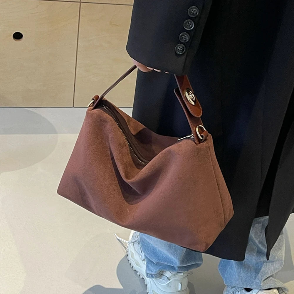 Fashionable Suede Leather Boston Tote Bag for Women - Ky Ky Kiwi