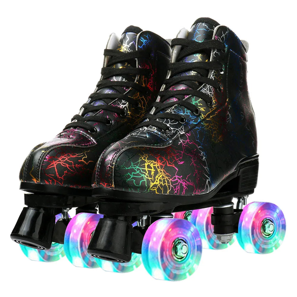Light Up PU Leather Roller Skates for Fun Skating Adventures - Ky Ky Kiwi
